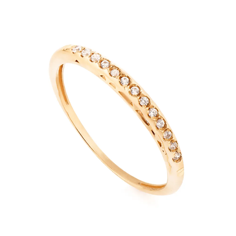 Anel de Ouro 18k Aparador com Zircônias an40880