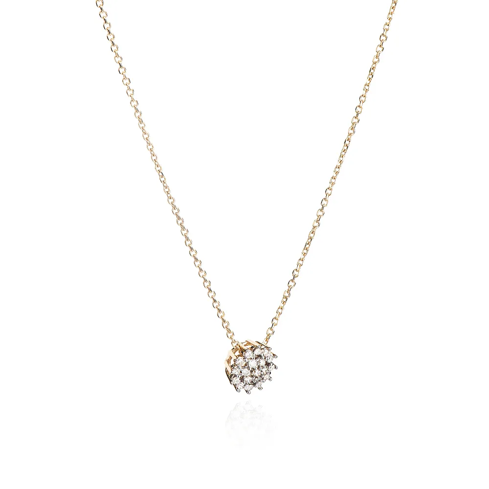 Gargantilha de Ouro 18k Flor com Diamantes 45cm ga07050